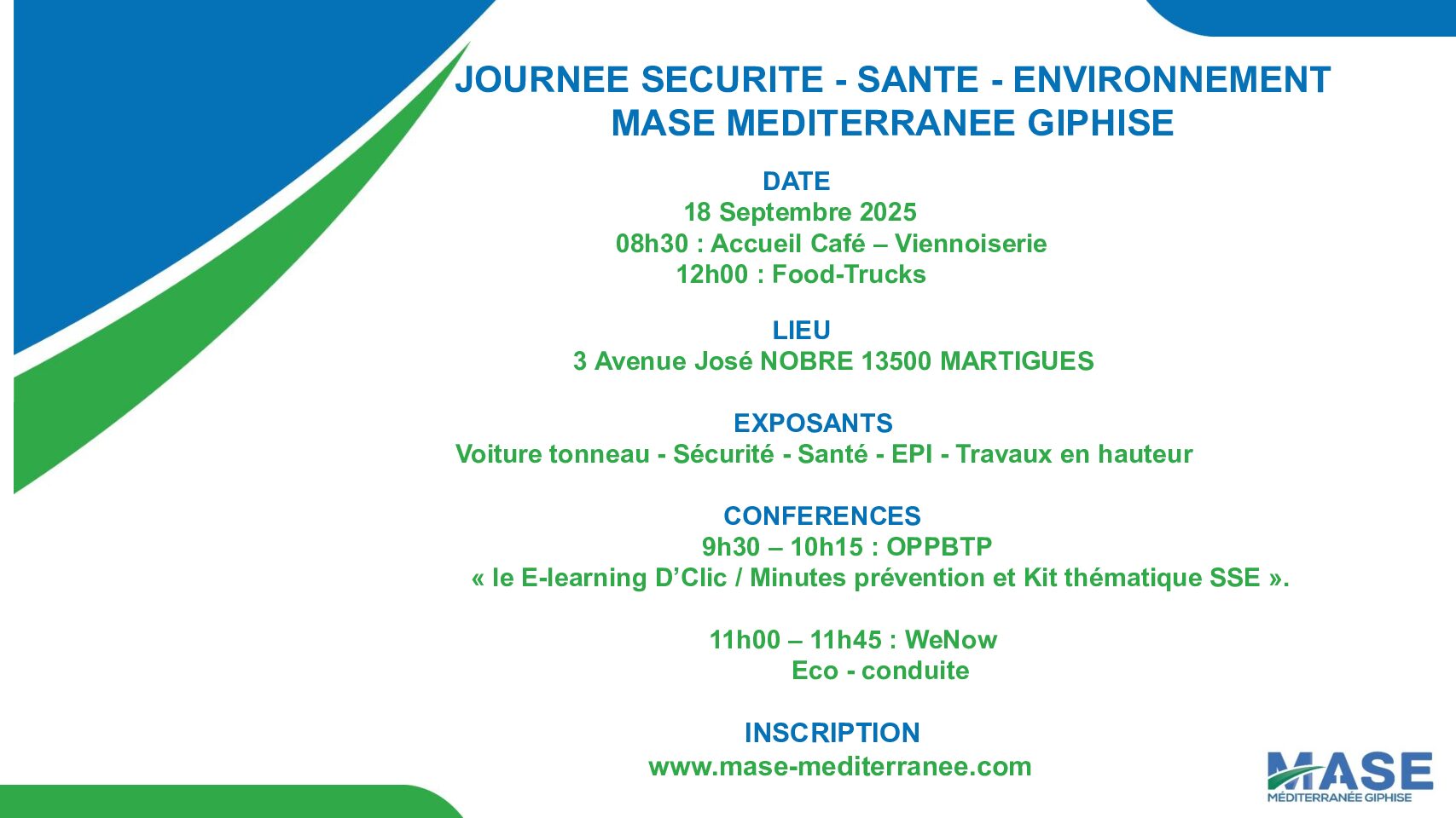 Journée Santé Sécurité Environnement - 18/09/2025